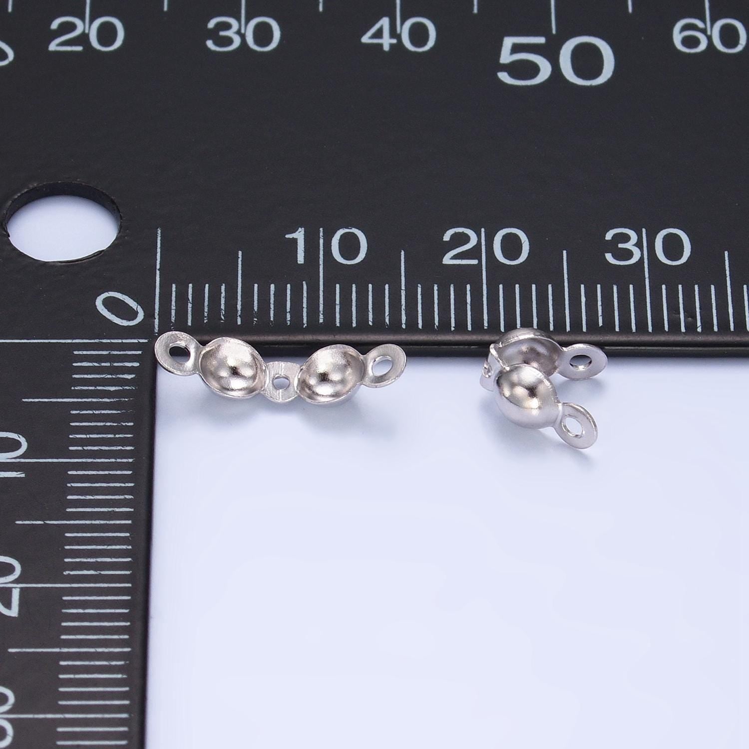 1pc sterling silver clamshell end tip beads 4.0mm diameter, s925 silver ball chain clasps for connector crimp beads | sl-514