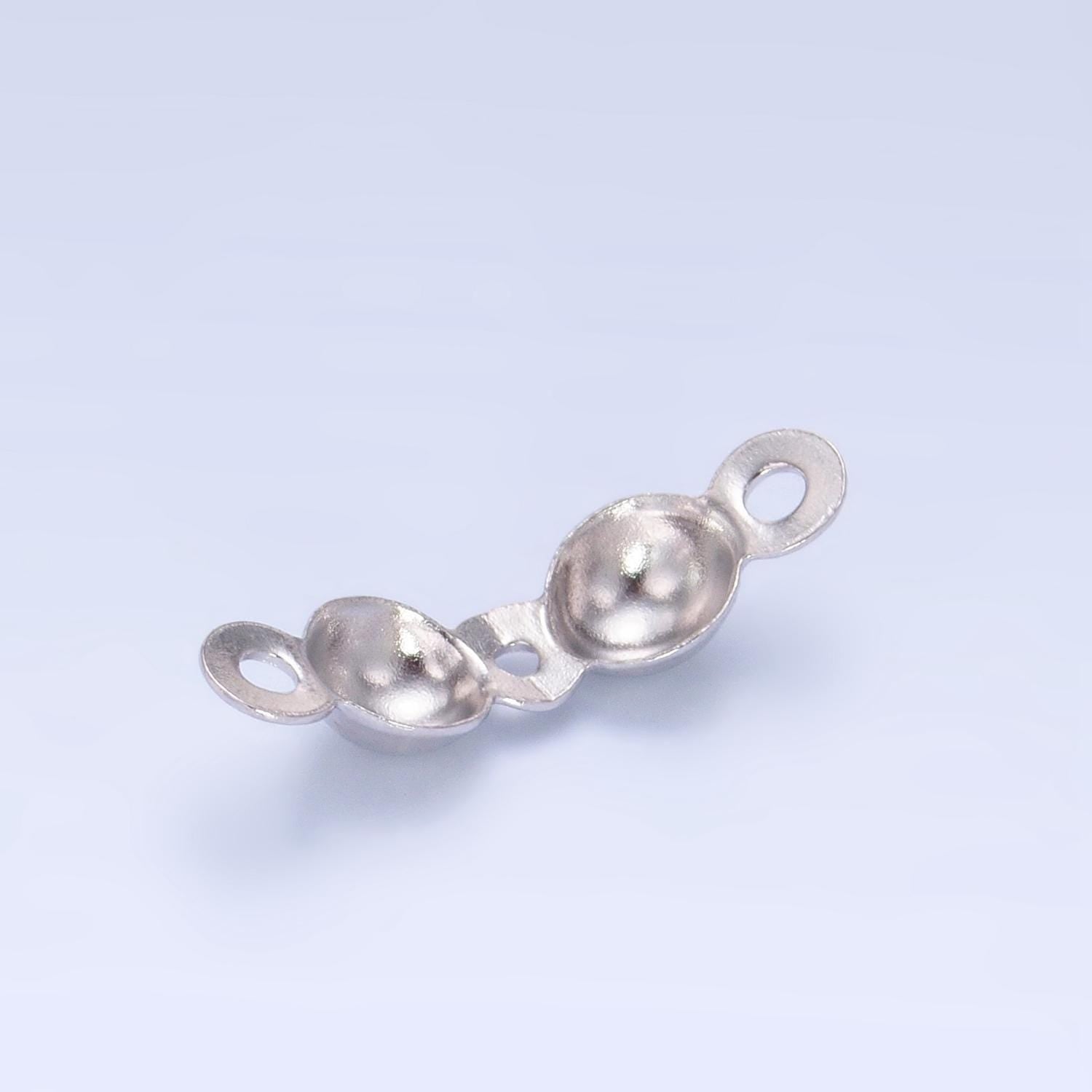 1pc sterling silver clamshell end tip beads 4.0mm diameter, s925 silver ball chain clasps for connector crimp beads | sl-514