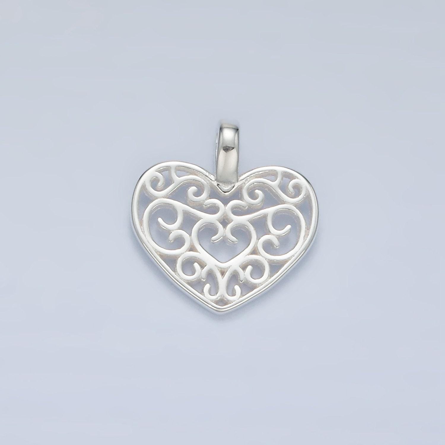 Mini silver heart charm for coquette girl jewelry bracelet earring necklace component add on charm s925 sterling silver finding sl507