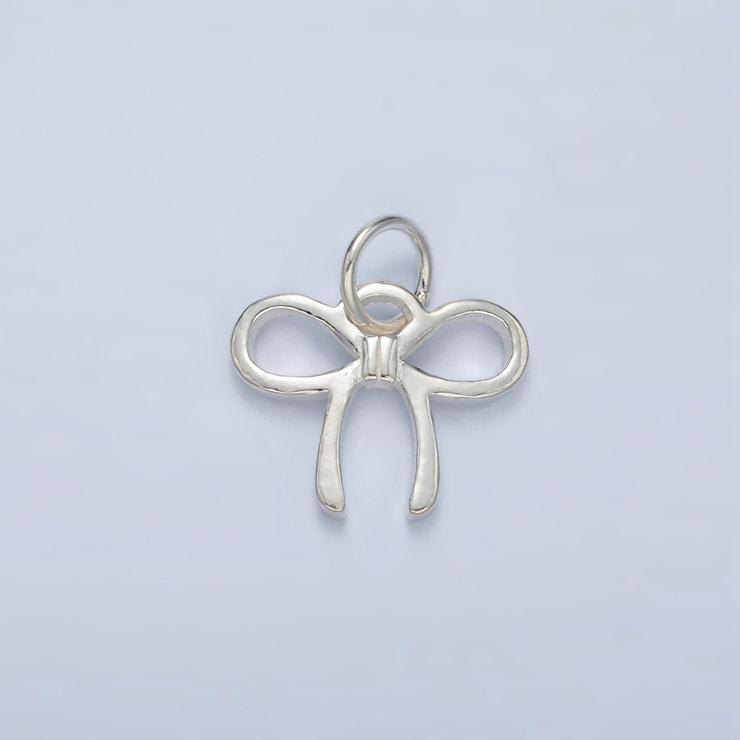 Mini silver bow charm for coquette girl jewelry bracelet earring necklace component add on charm s925 sterling silver finding sl501