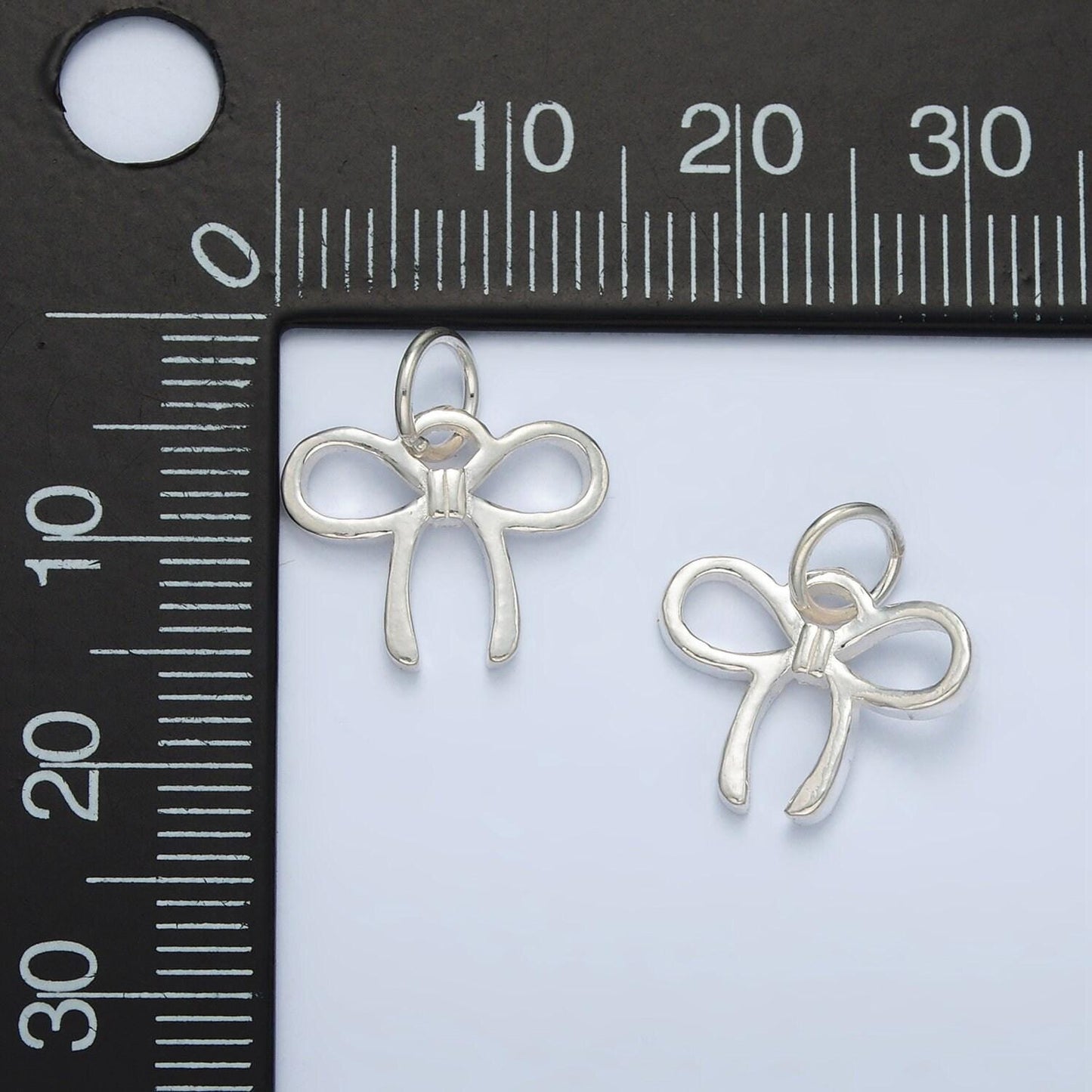 Mini silver bow charm for coquette girl jewelry bracelet earring necklace component add on charm s925 sterling silver finding sl501
