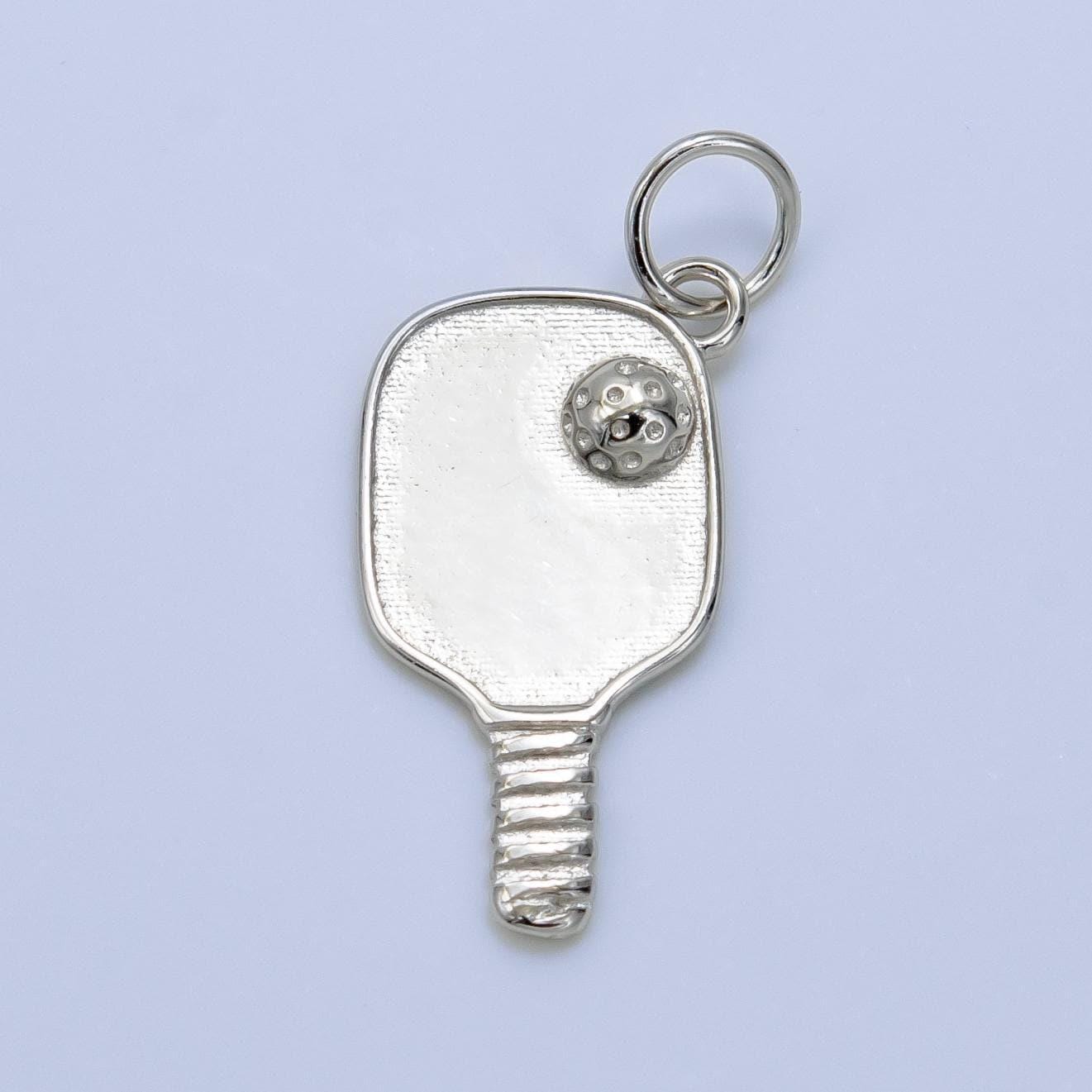 Dainty pickle ball charm in 925 sterling silver pendant sports paddle pendant sl-497