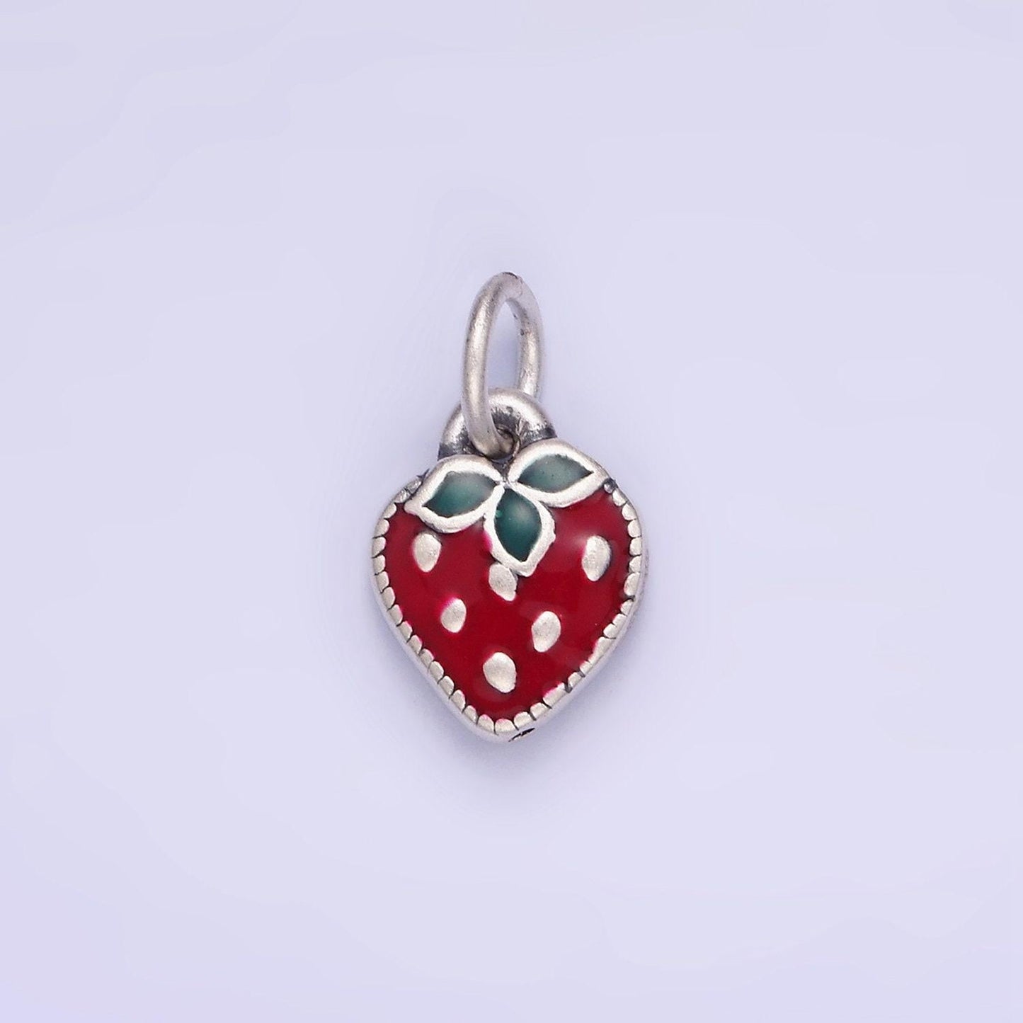Mini s925 sterling silver enamel red strawberry charm for coquette girl jewelry bracelet earring necklace component add on fruit charm sl496