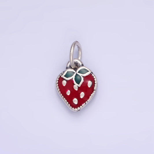 Mini s925 sterling silver enamel red strawberry charm for coquette girl jewelry bracelet earring necklace component add on fruit charm sl496