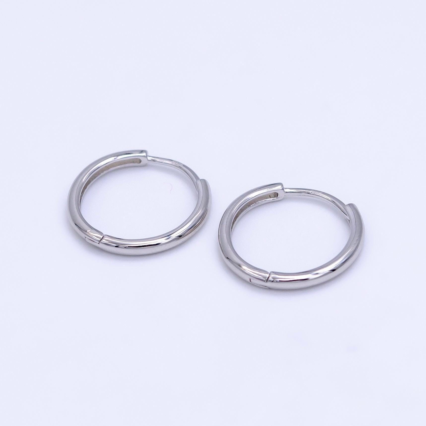 Minimalist sterling silver hoop earrings 15.5mm classic hoop earrings lightweight stackable earrings mother day gift idea sl-495