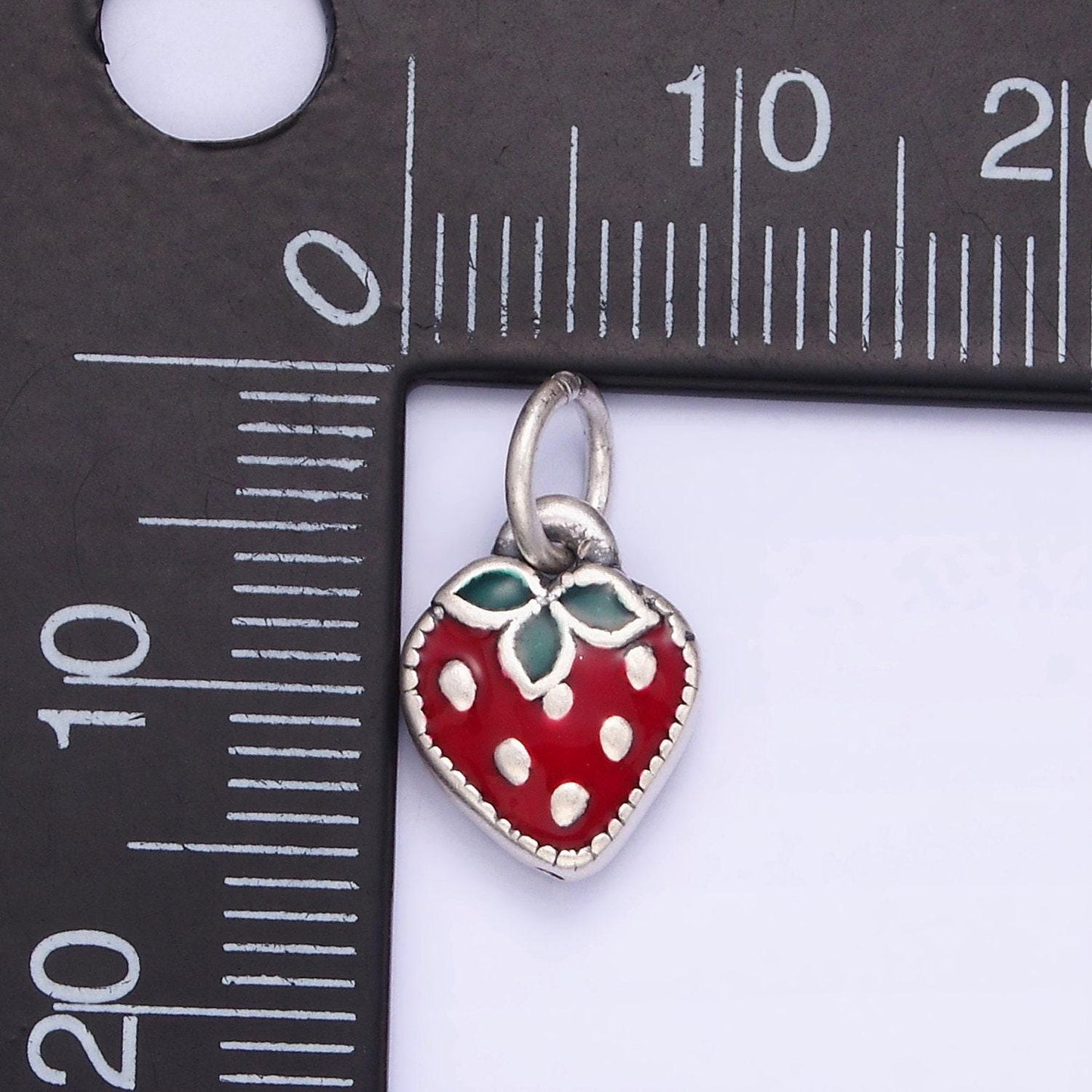Mini s925 sterling silver enamel red strawberry charm for coquette girl jewelry bracelet earring necklace component add on fruit charm sl496