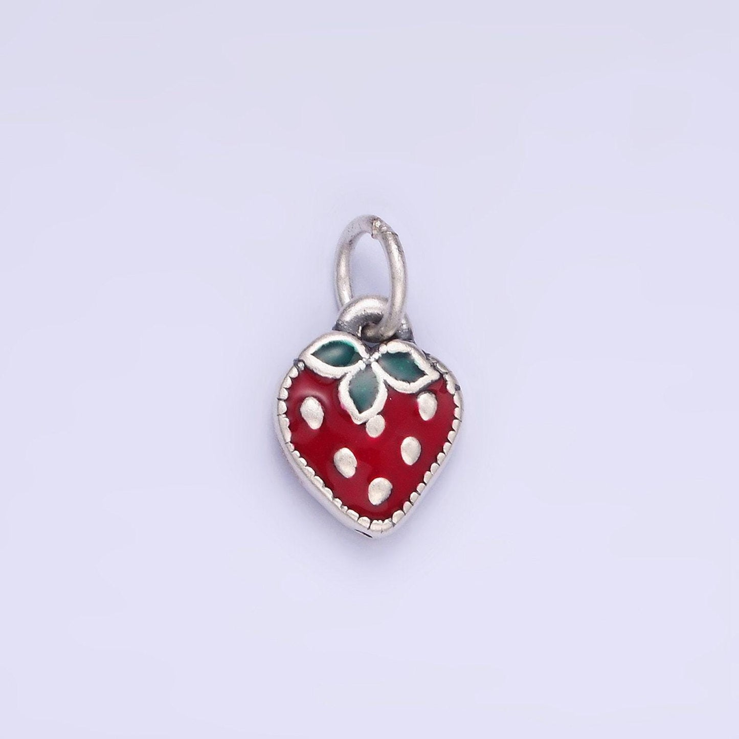 Mini s925 sterling silver enamel red strawberry charm for coquette girl jewelry bracelet earring necklace component add on fruit charm sl496