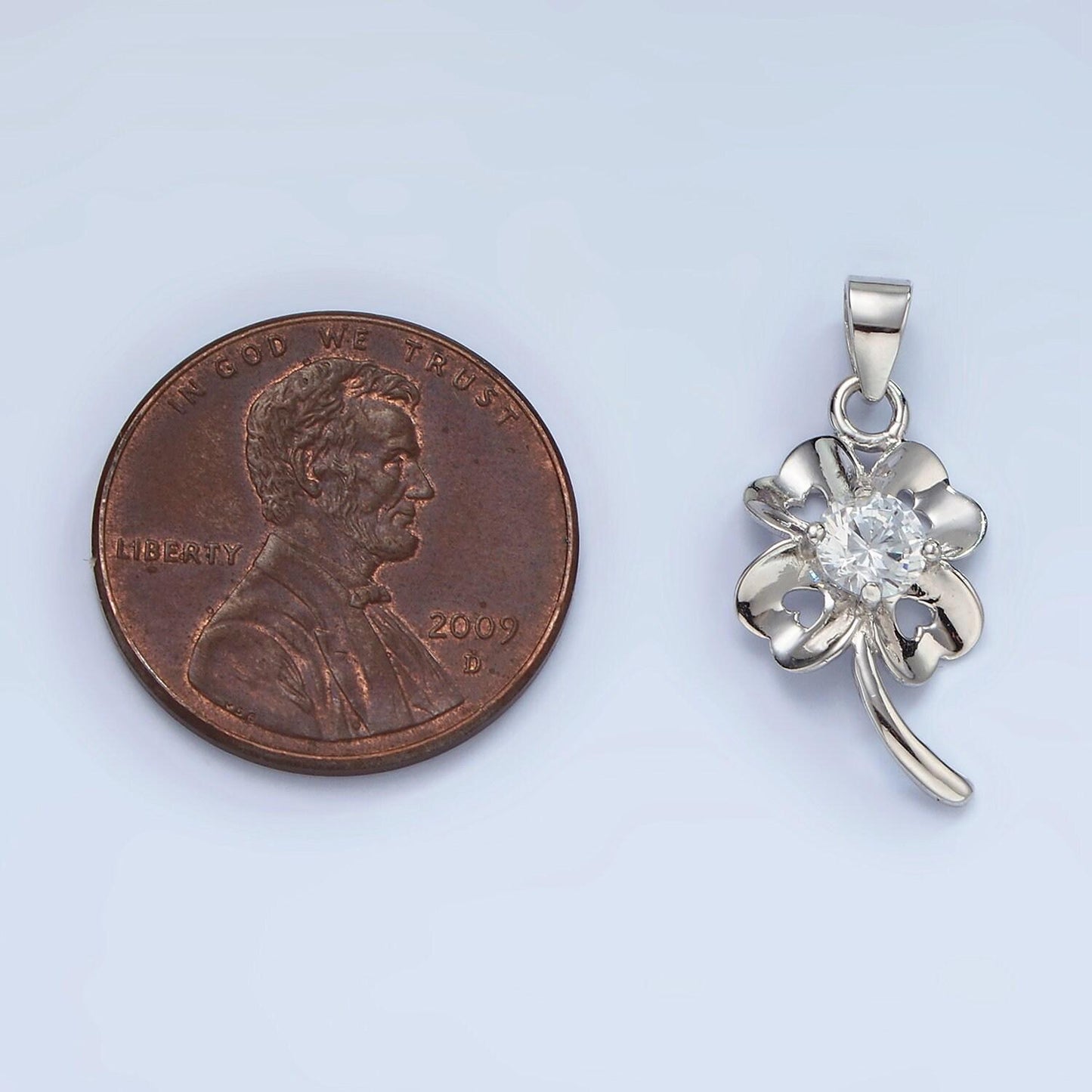 Sterling silver cz four-leaf clover pendant s925 lucky hearts charm with clear micro paved cz crystals charm | sl-471