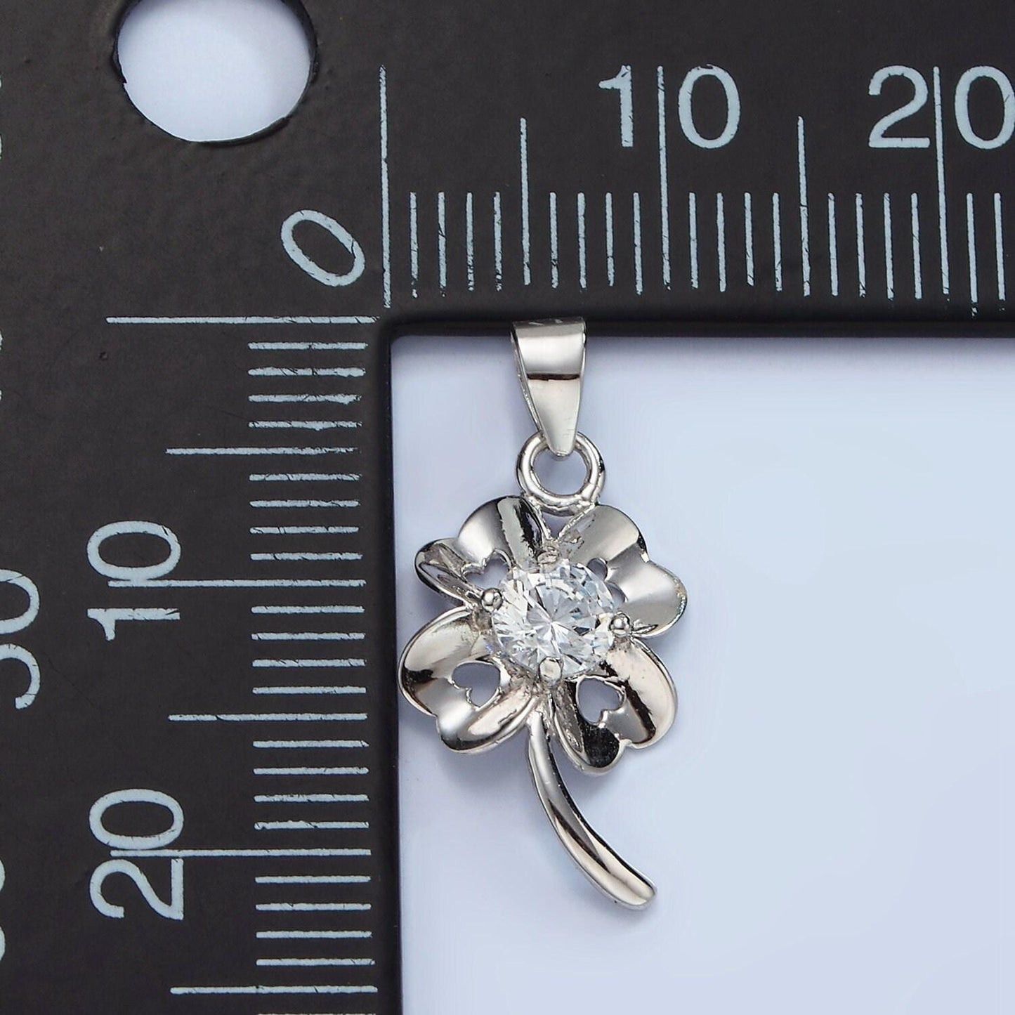 Sterling silver cz four-leaf clover pendant s925 lucky hearts charm with clear micro paved cz crystals charm | sl-471