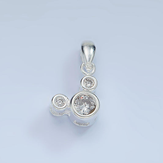 S925 sterling silver triple clear cz bezel mouse animal pendant bubble charm bracelet charm | sl-469