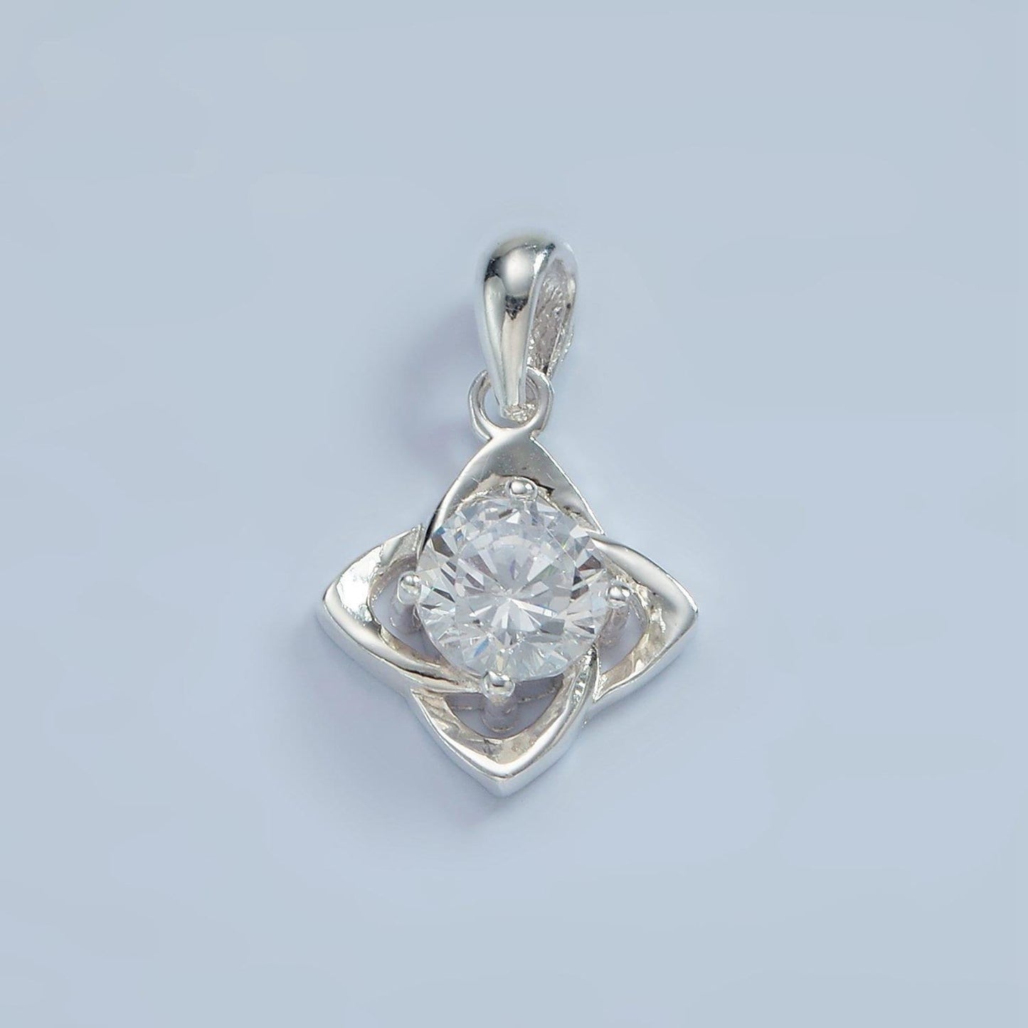 Sterling silver s925 cz open flower petal charm | sl-467