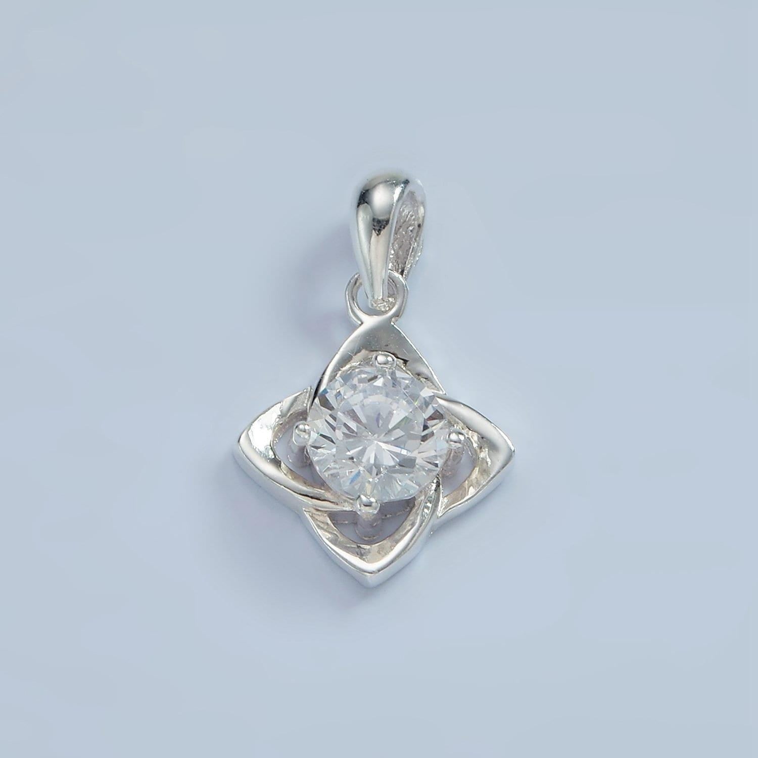 Sterling silver s925 cz open flower petal charm | sl-467
