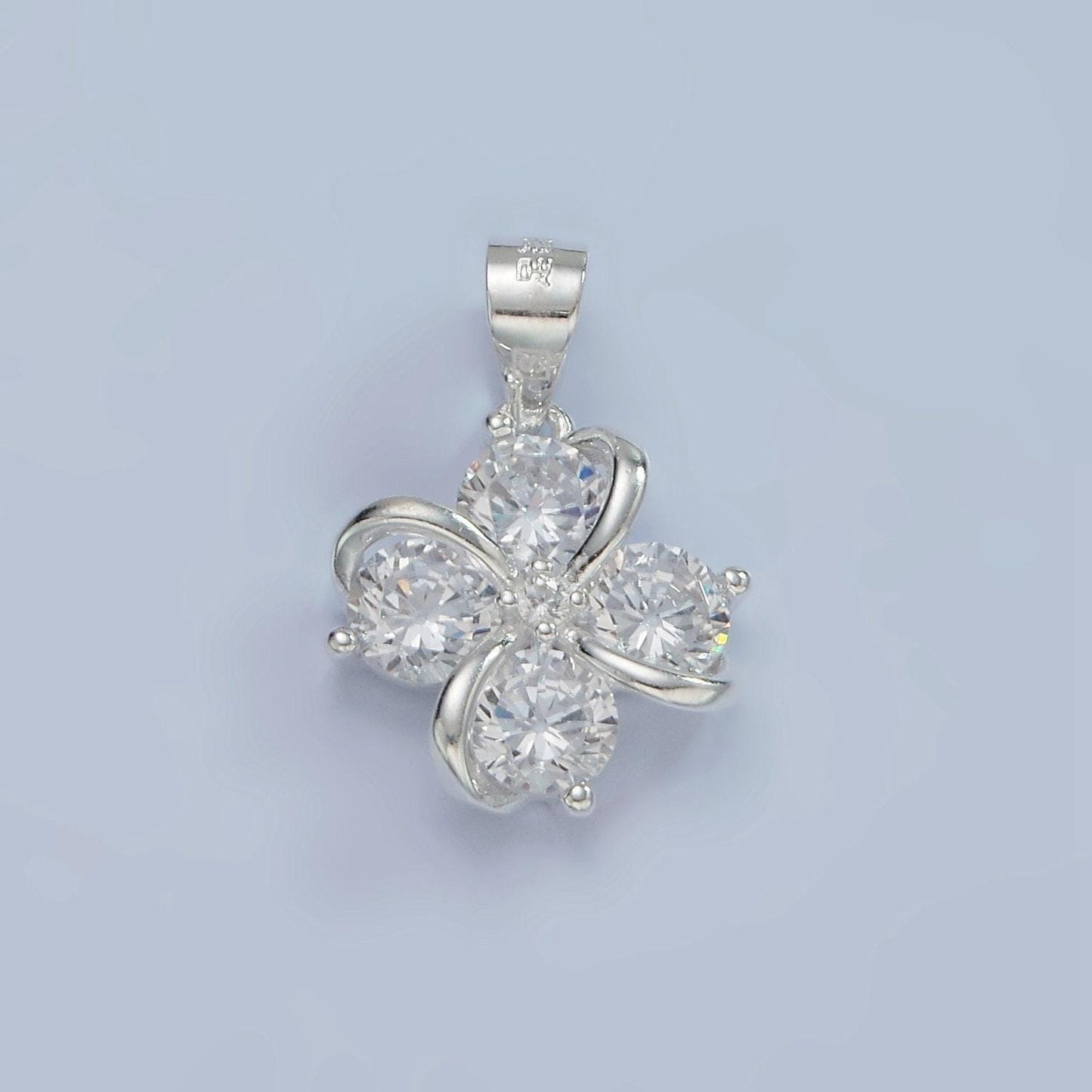S925 sterling silver cz quatrefoil clover pendant | sl-457