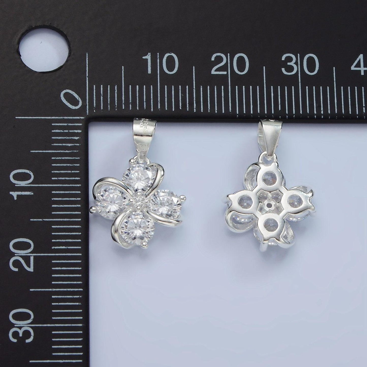 S925 sterling silver cz quatrefoil clover pendant | sl-457