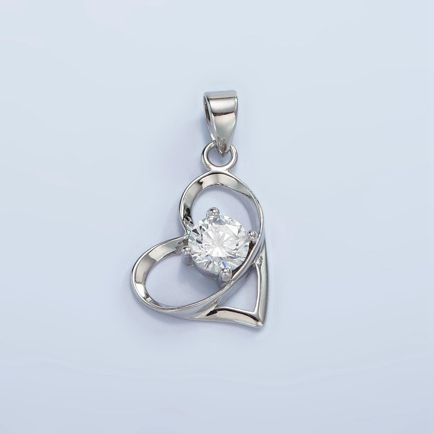 Silver heart charm s925 sterling silver cubic heart charm for valentine love jewelry pendants necklace bracelet charms sl456