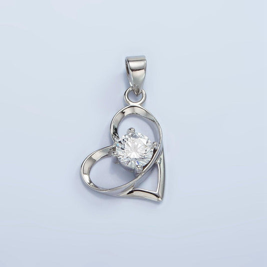 Silver heart charm s925 sterling silver cubic heart charm for valentine love jewelry pendants necklace bracelet charms sl456