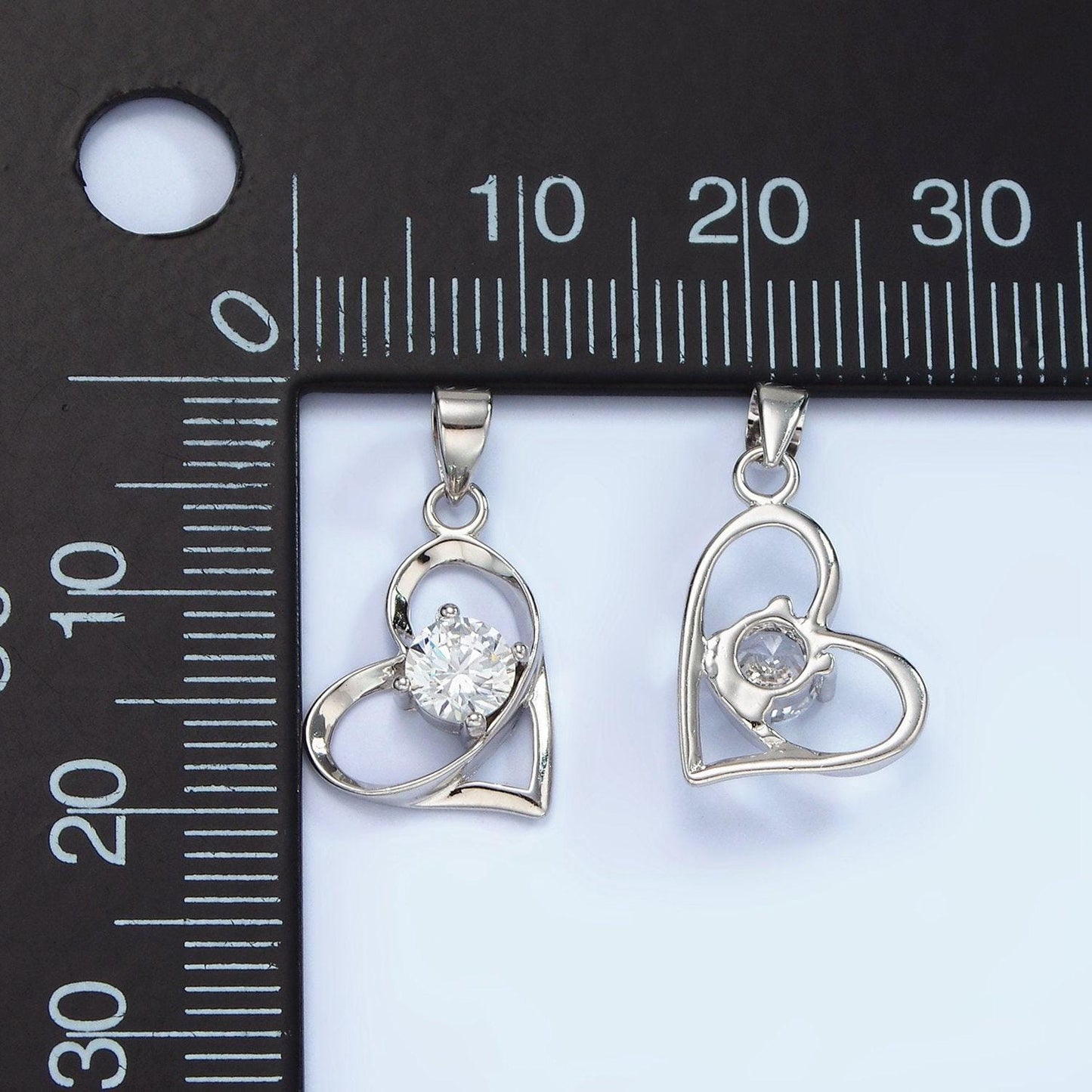 Silver heart charm s925 sterling silver cubic heart charm for valentine love jewelry pendants necklace bracelet charms sl456