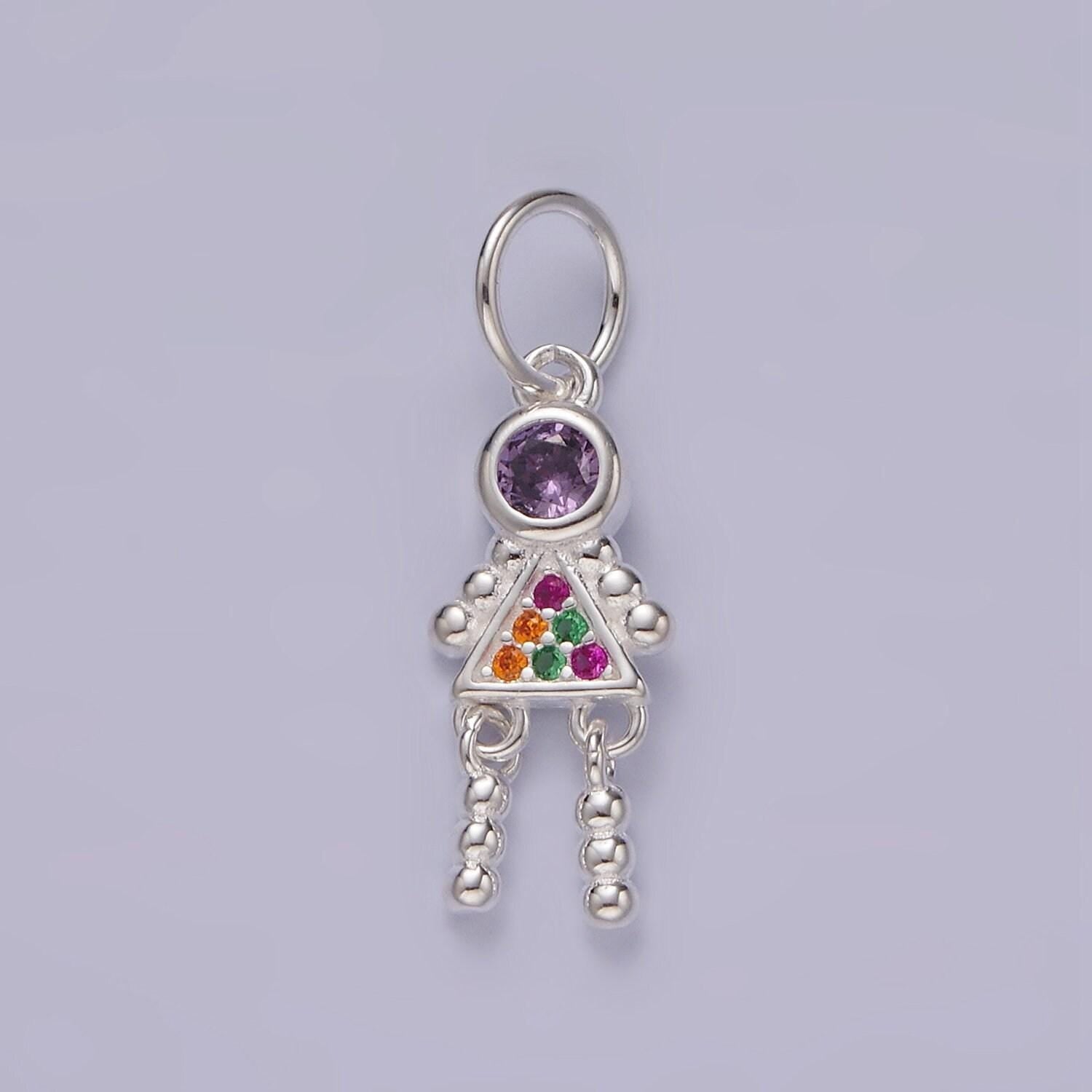 Sterling silver robot charm s925 silver robot charm cubic girl astronaut charm for necklace bracelet charm silver findings sl436