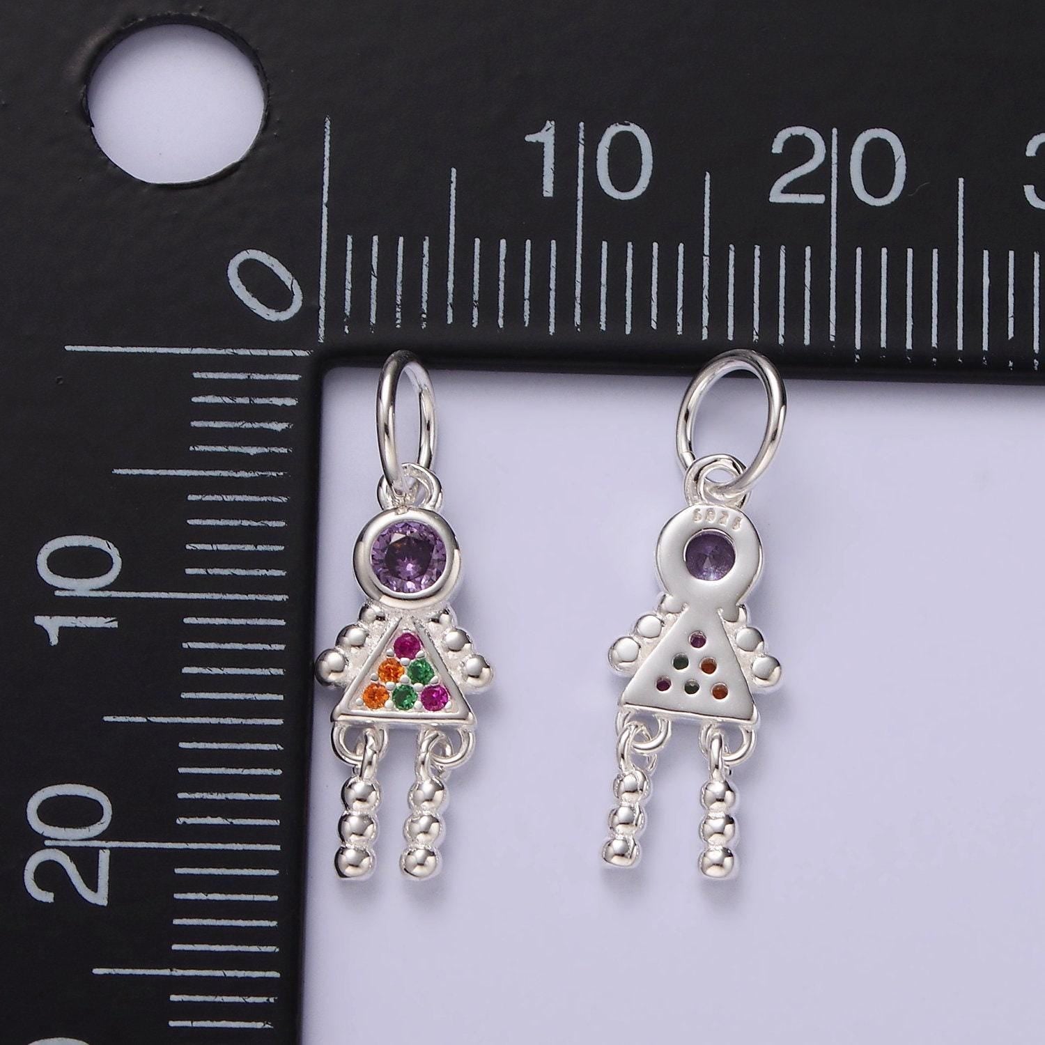 Sterling silver robot charm s925 silver robot charm cubic girl astronaut charm for necklace bracelet charm silver findings sl436