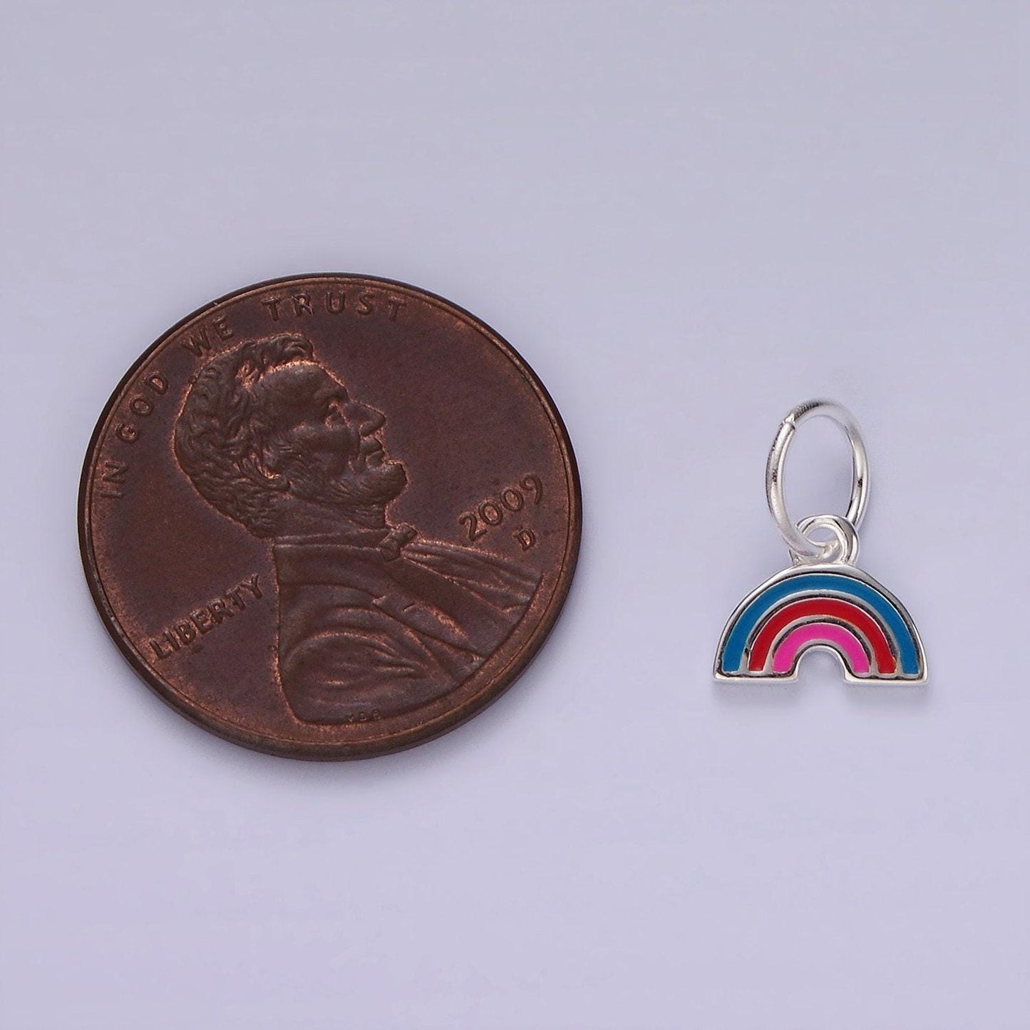 Mini sterling silver rainbow charm for bracelet earring necklace component s925 silver findings enamel charin sl430
