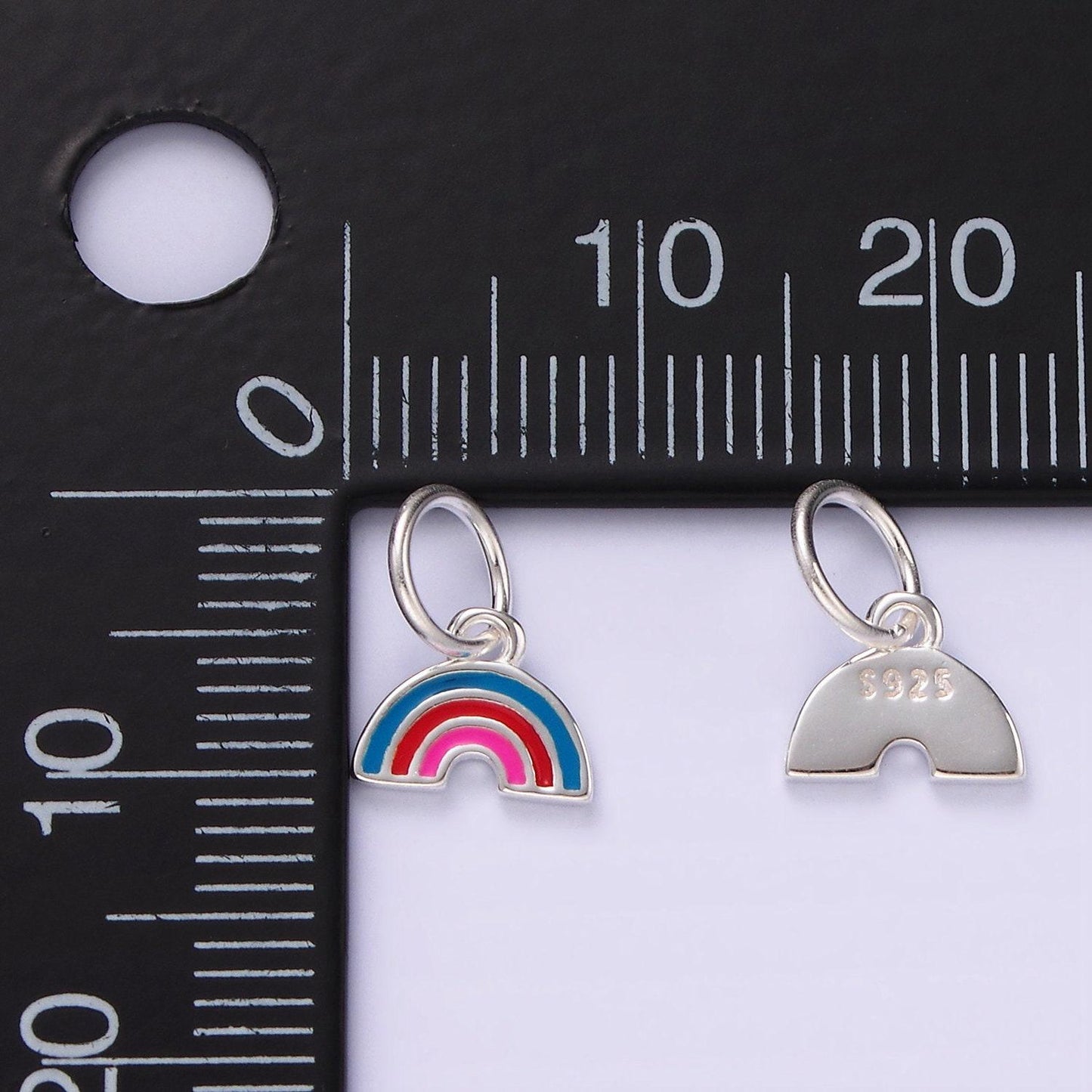 Mini sterling silver rainbow charm for bracelet earring necklace component s925 silver findings enamel charin sl430