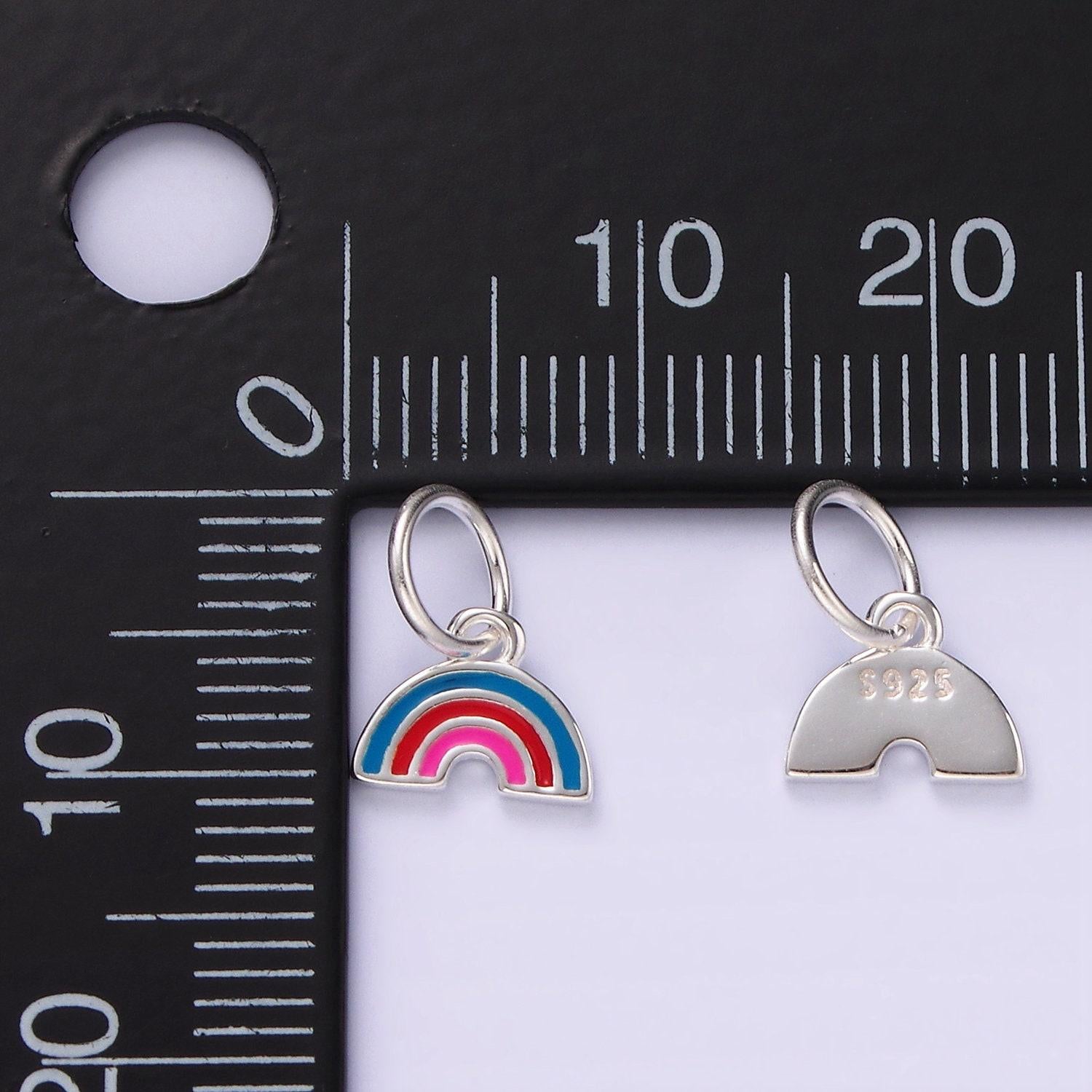 Mini sterling silver rainbow charm for bracelet earring necklace component s925 silver findings enamel charin sl430
