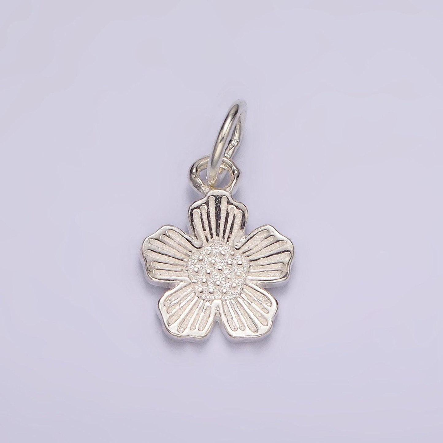 S925 sterling silver clear cz geometric edged open flower pendant | sl-415