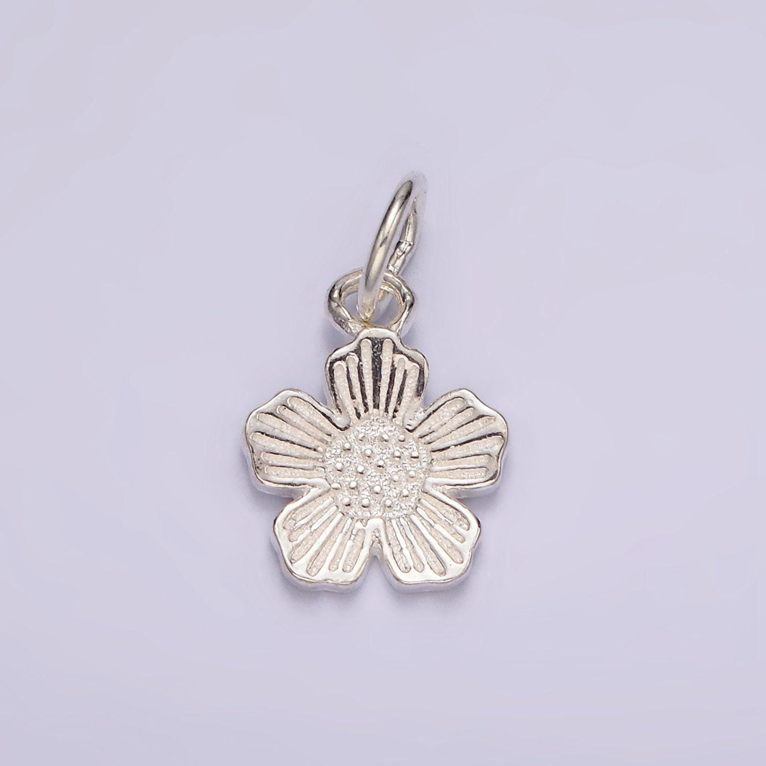 S925 sterling silver clear cz geometric edged open flower pendant | sl-415
