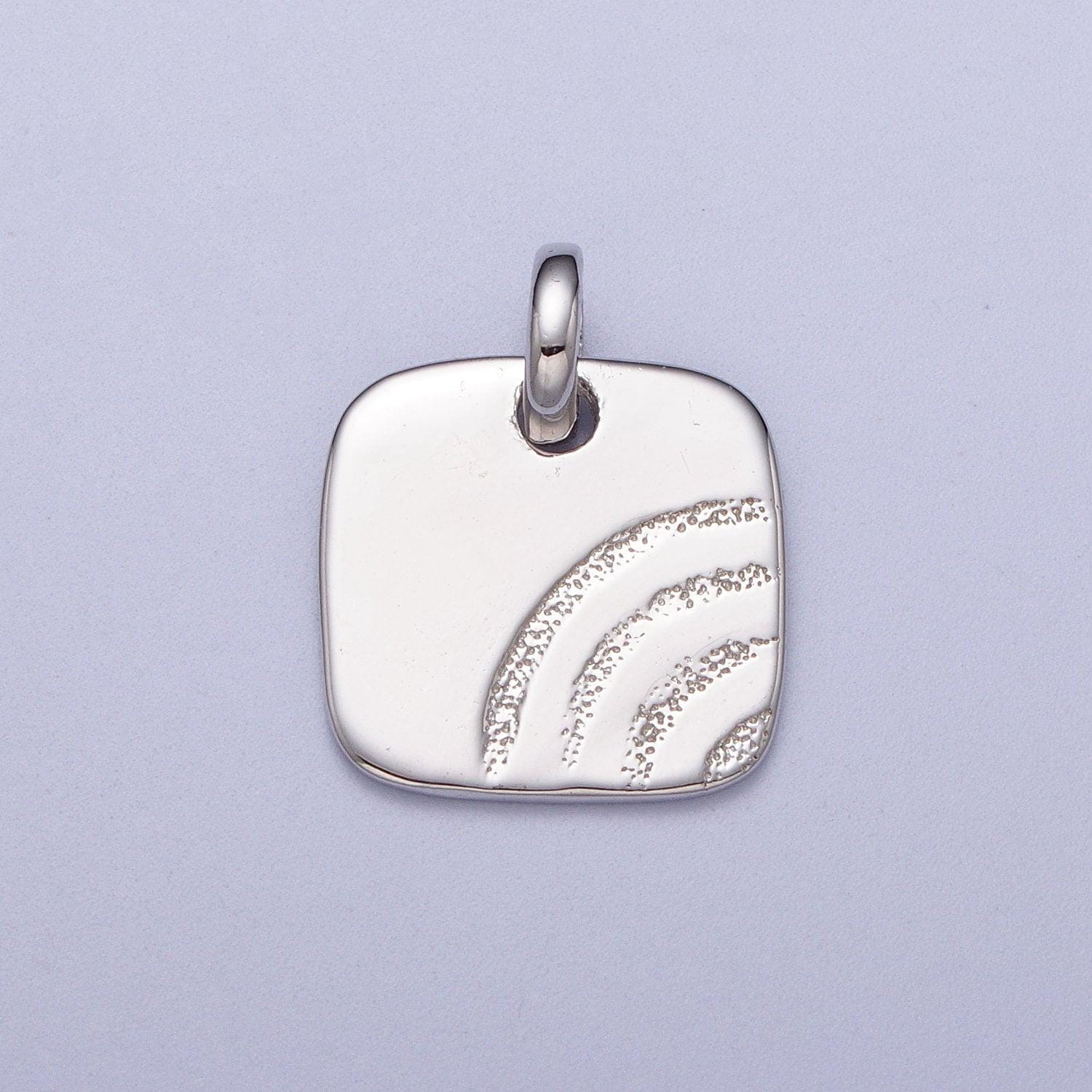 Mini silver heirloom square charm sun ray charm minimalist jewelry pendant for necklace bracelet component sl-397