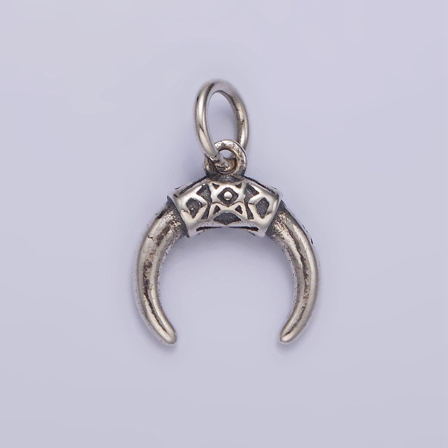 S925 sterling silver double horn pendant silver horn charm amulet talisman jewelry