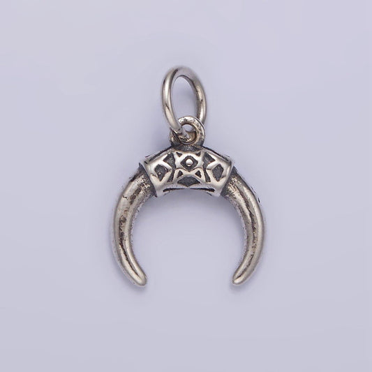 S925 sterling silver double horn pendant silver horn charm amulet talisman jewelry