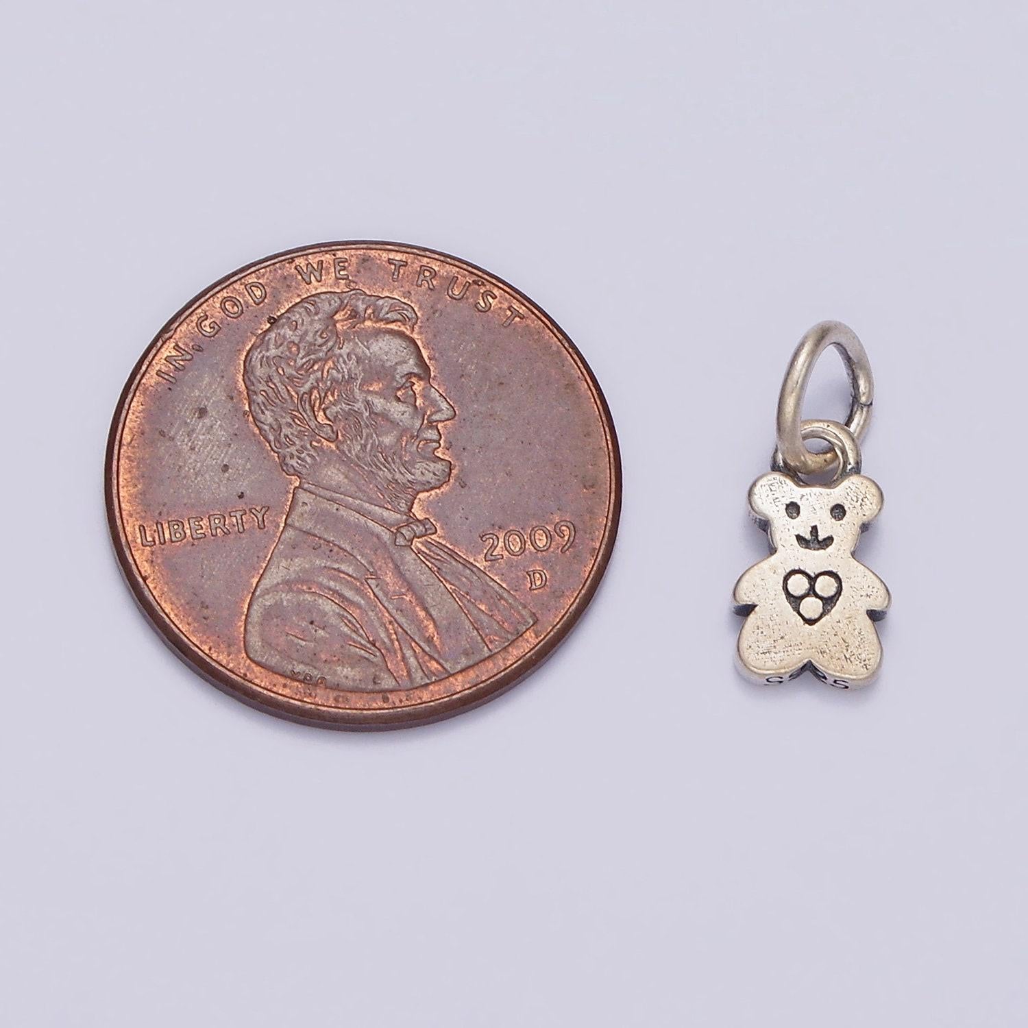 Mini sterling silver teddy bear charms silver bear charm for fun bracelet charm jewelry supplies sl-360