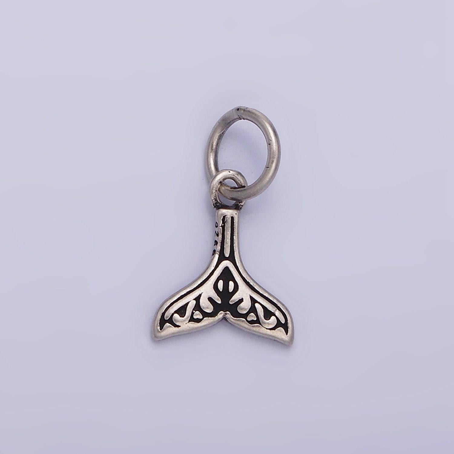 Sterling silver s925 artisan whale dolphin tail add-on charm | sl-345