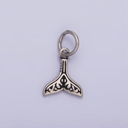 Sterling silver s925 artisan whale dolphin tail add-on charm | sl-345