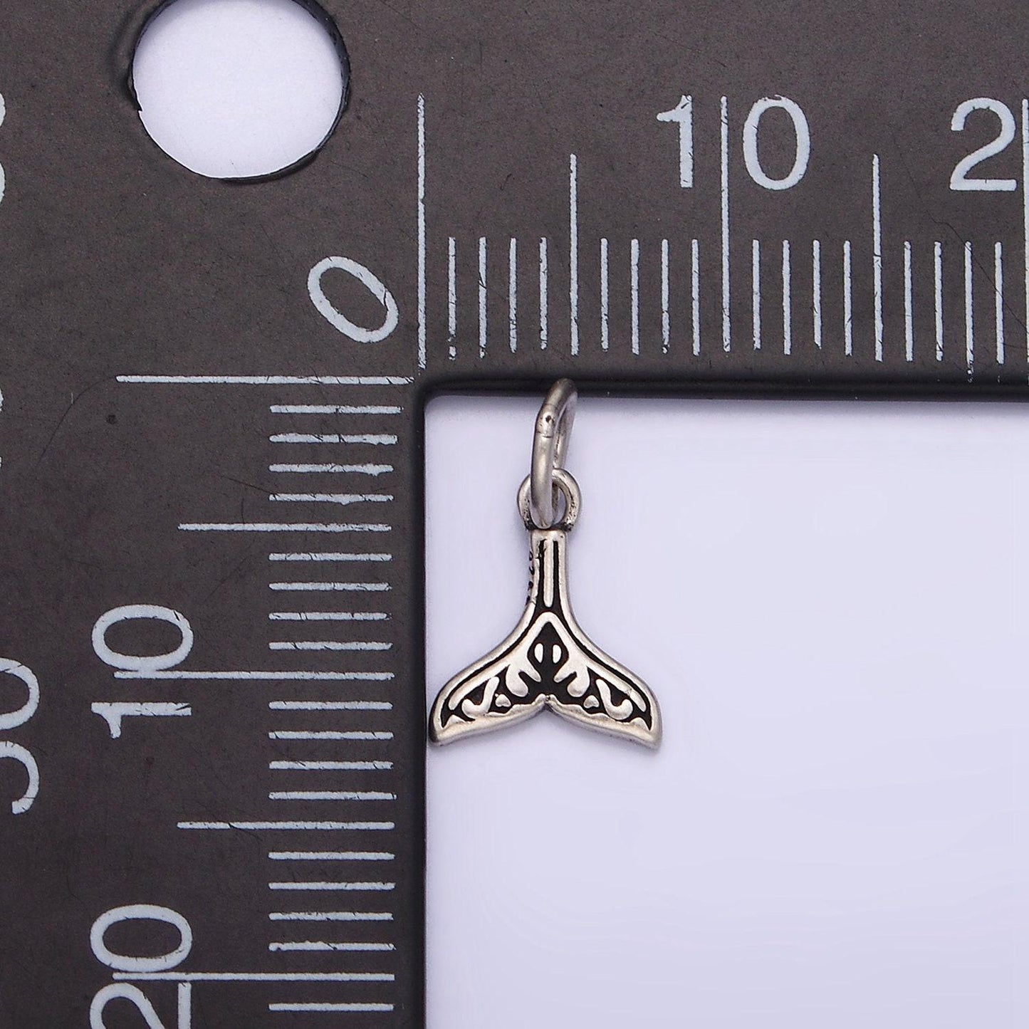 Sterling silver s925 artisan whale dolphin tail add-on charm | sl-345
