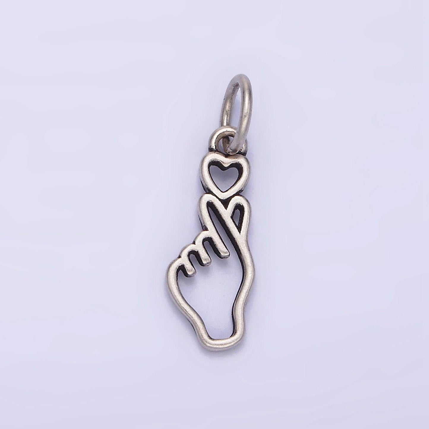 Sterling silver s925 mini heart love hand gesture open charm korean style | sl-342