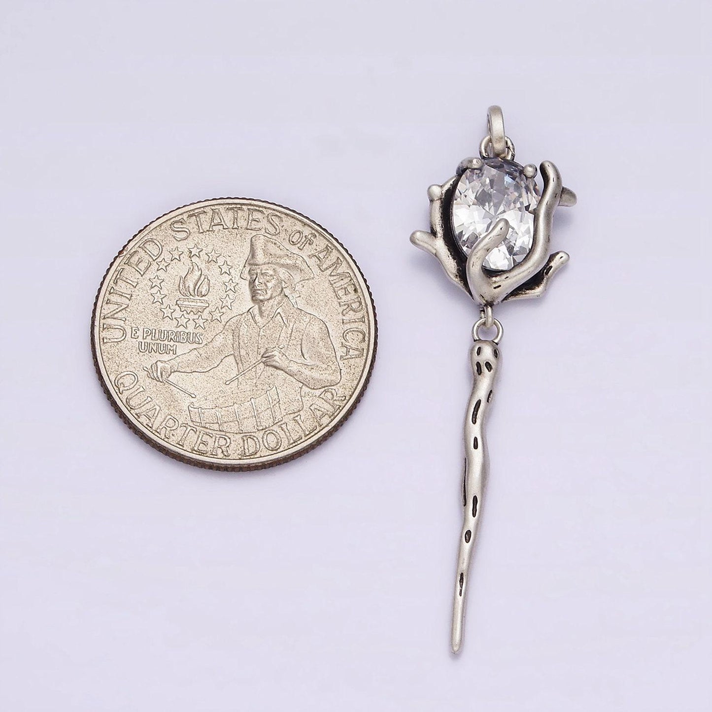 Rose flower cz pendant sterling silver s925 floral charm | sl-327