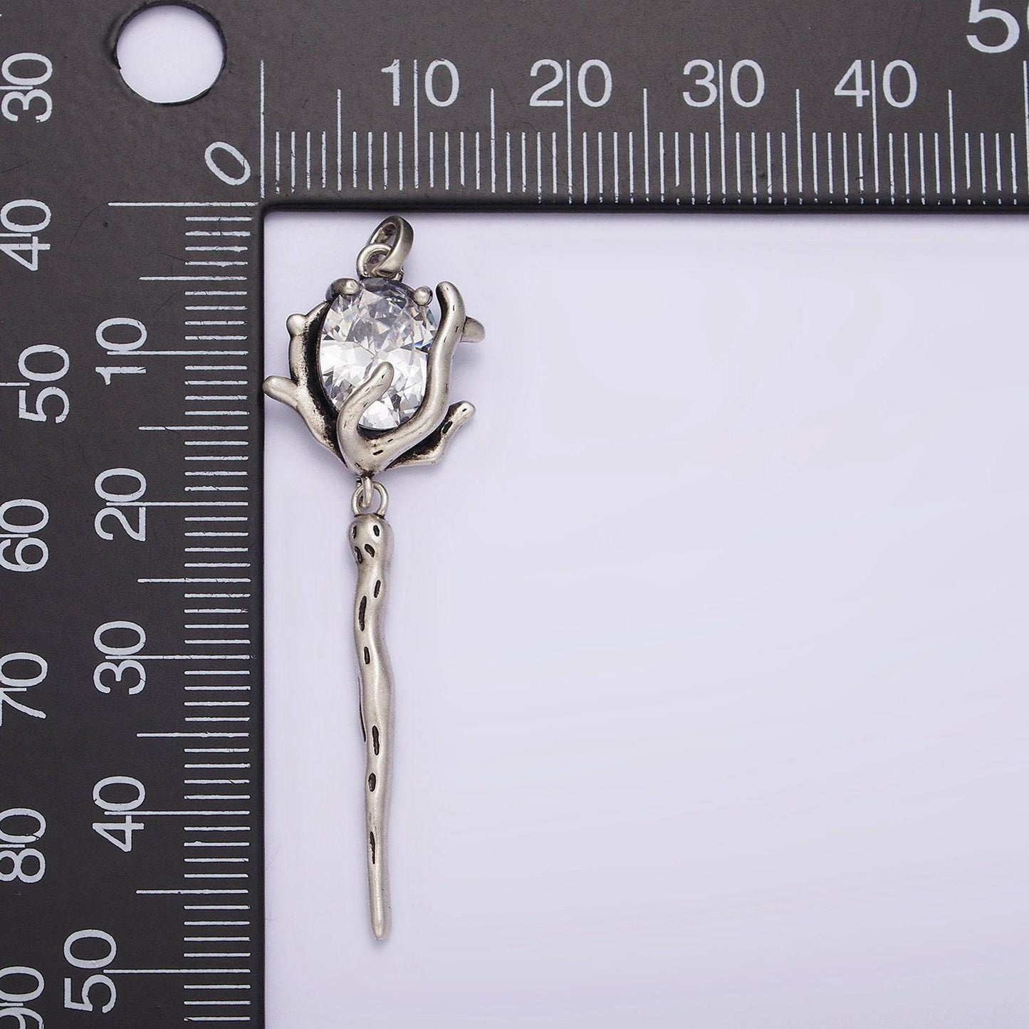 Rose flower cz pendant sterling silver s925 floral charm | sl-327