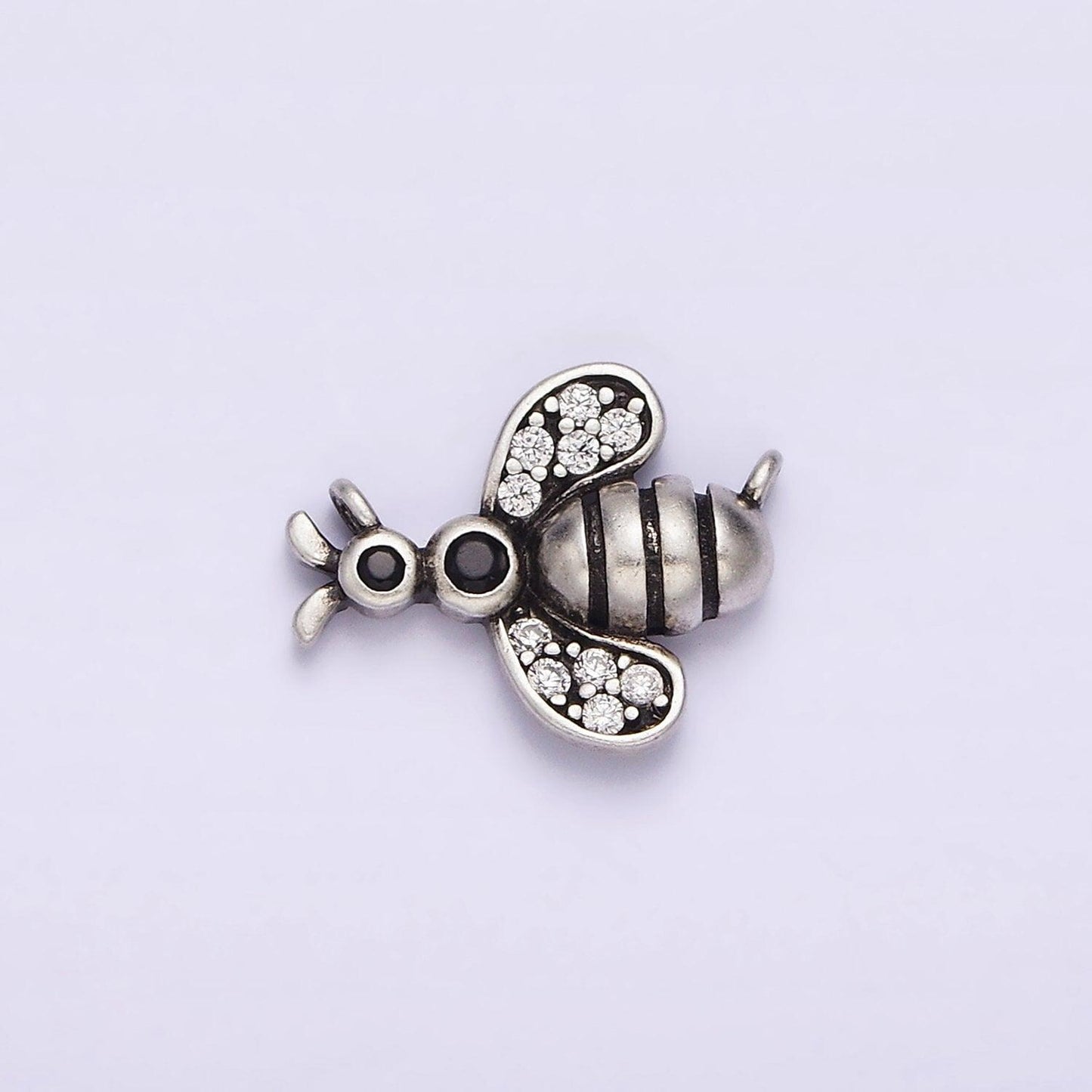 S925 sterling silver bee insect clear micro paved cz wings connector | sl-305