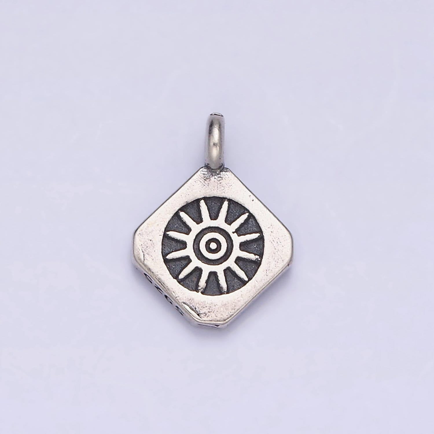Sterling silver s925 celestial sun rounded rhombus charm | sl-280