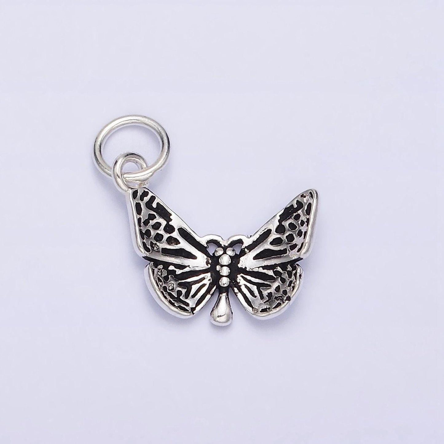 Sterling silver s925 dotted butterfly mariposa wings insect charm | sl-273