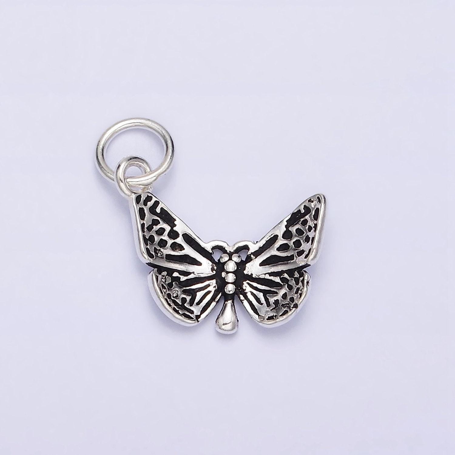 Sterling silver s925 dotted butterfly mariposa wings insect charm | sl-273