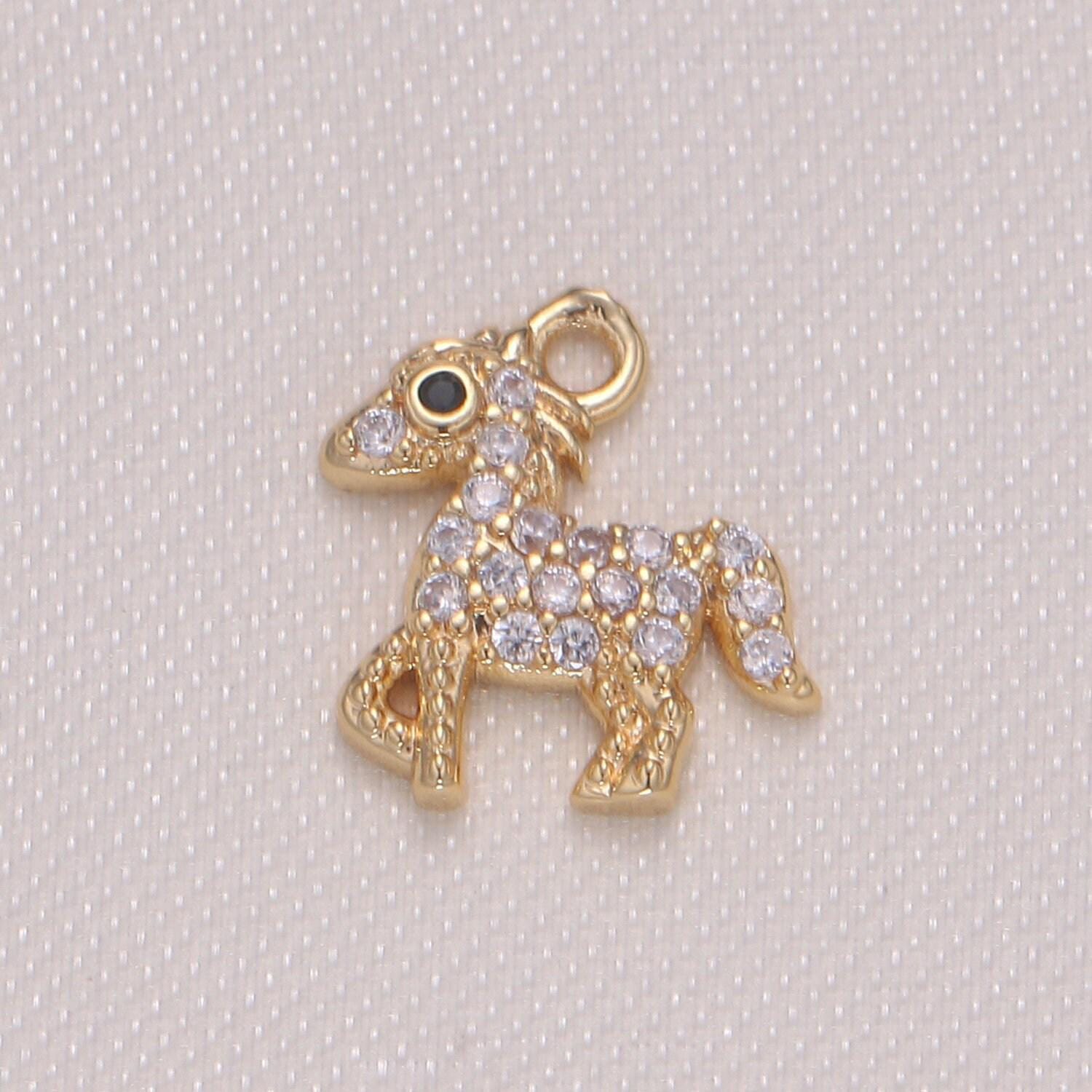 12x12mm tiny horse charm pendant, pony charm necklace bracelet earring charms, animal lover kids jewelry gold plated pendant -934