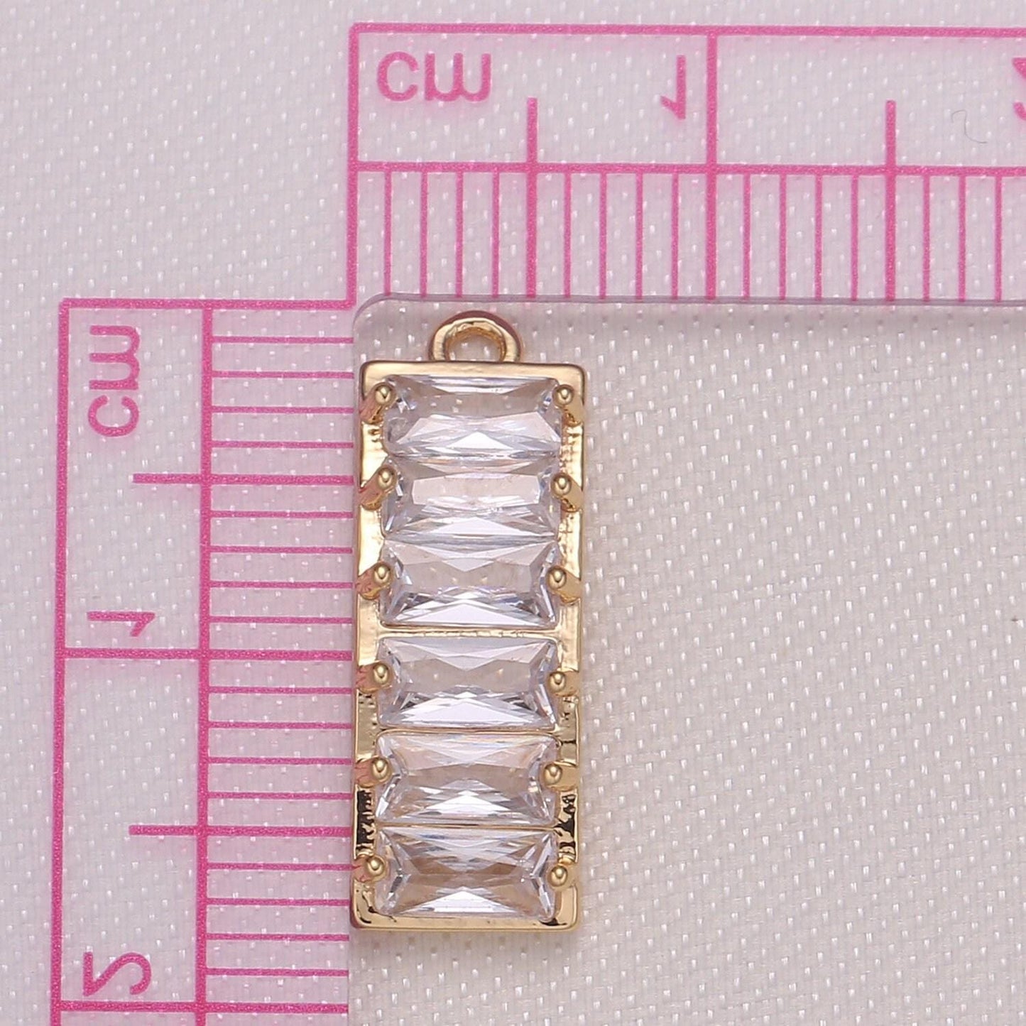 Dainty baguette rectangle charm mini gold geometric pendant for necklace bracelet earring component -930