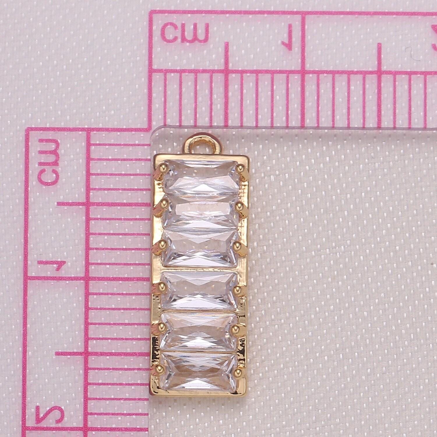 Dainty baguette rectangle charm mini gold geometric pendant for necklace bracelet earring component -930