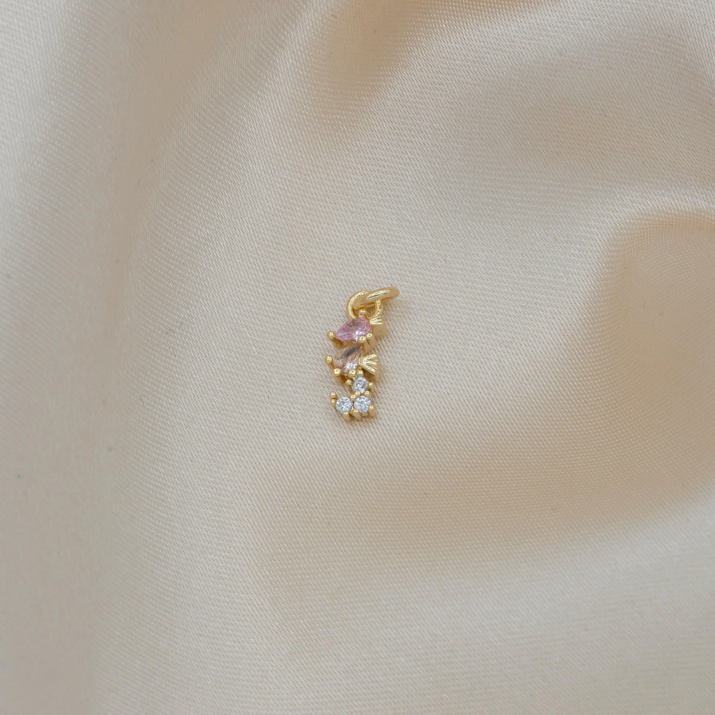 1 pc seahorse cz gold charm, seahorse bracelet charm,dainty necklace charm, tiny earring charm, ocean underwater animal, -723