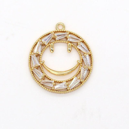 Smile face pendant,micro pave cz happy face charms baguette happy face charm for diy jewelry supply -617
