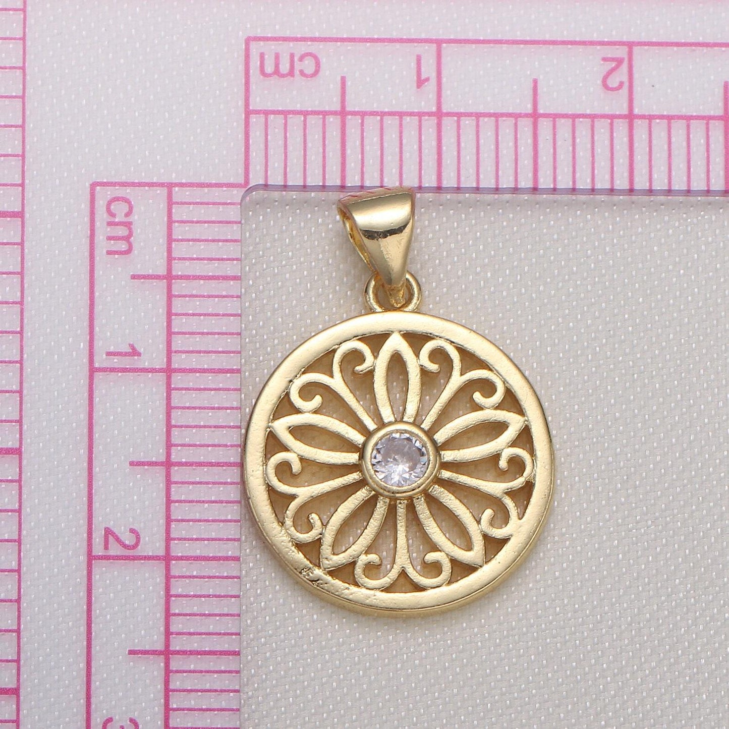 Wind catcher gold charm medieval charms. solitaire cz pendant, designer's jewelry supplies. diy craft supplies. round pendant, 582