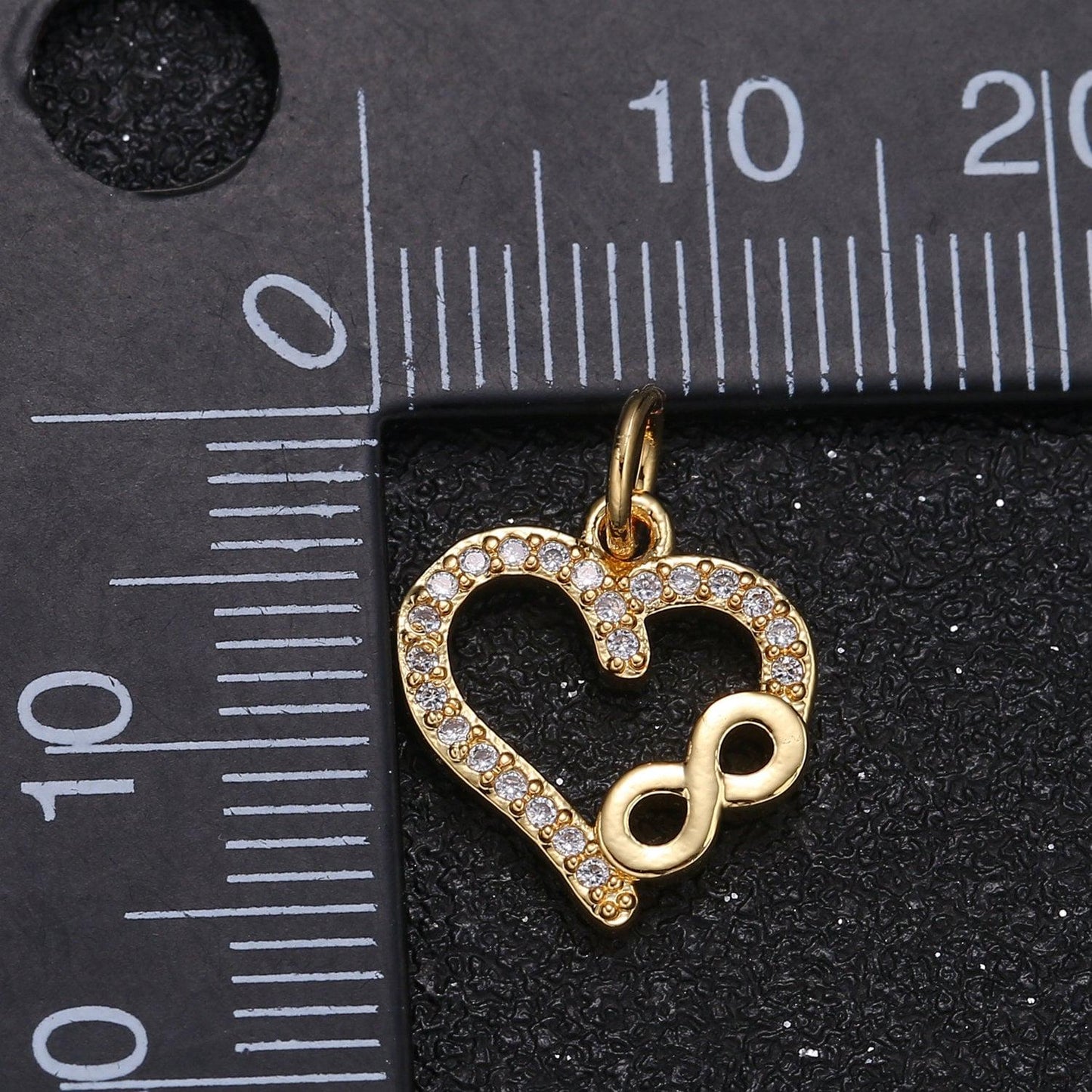 Cubic heart pendant infinity love pendants gold plated for minimalist bracelet necklace gp-5