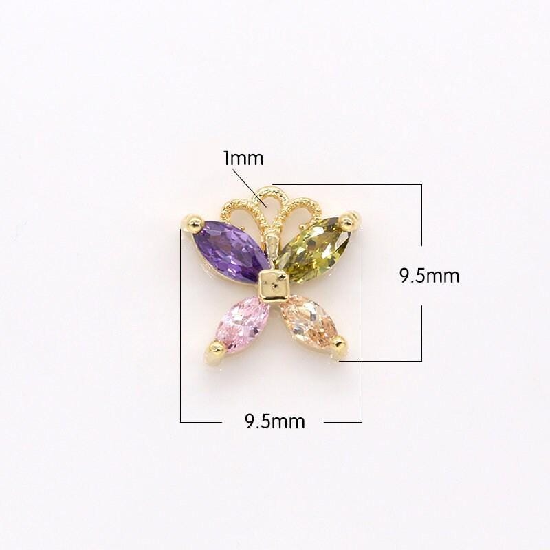 Colorful tiny gold butterfly charm, small mariposa pendant charm monarch charm animal jewelry for bracelet necklace component -425
